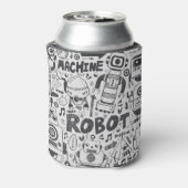 Doodle Robot Illustrator Zeichnend Dosenkühler (Kanne Rückseite)