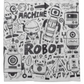Doodle Robot Illustrator Zeichnend Duschvorhang (Vorderseite)
