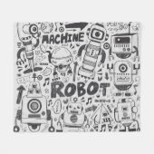Doodle Robot Illustrator Zeichnend Fleecedecke (Vorderseite (Horizontal))