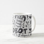 Doodle Robot Illustrator Zeichnend Kaffeetasse (VorderseiteRechts)
