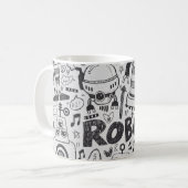 Doodle Robot Illustrator Zeichnend Kaffeetasse (Vorderseite Links)