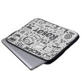 Doodle Robot Illustrator Zeichnend Laptopschutzhülle (Vorne Knopf)