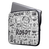 Doodle Robot Illustrator Zeichnend Laptopschutzhülle (Vorderseite Links)