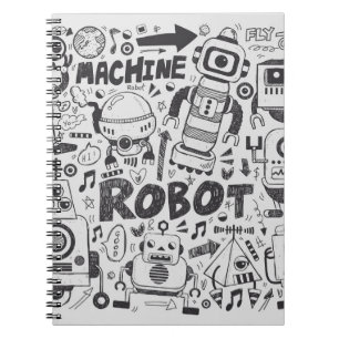 Doodle Robot Illustrator Zeichnend Notizblock