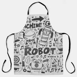 Doodle Robot Illustrator Zeichnend Schürze