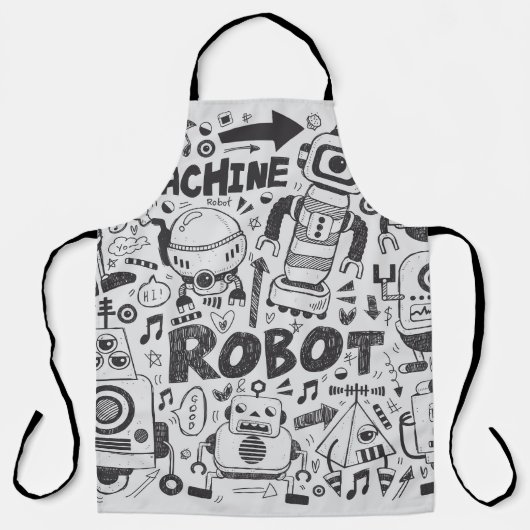 Doodle Robot Illustrator Zeichnend Schürze (Vorderseite)