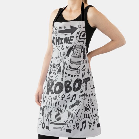 Doodle Robot Illustrator Zeichnend Schürze (InSitu)