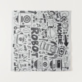 Doodle Robot Illustrator Zeichnend Wandteppich (Vorderseite (Horizontal))