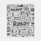Doodle-Roboter-Element, Illustrator-Linie Werkzeug Fleecedecke (Vorderseite)
