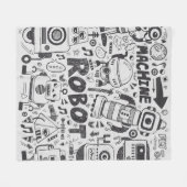 Doodle-Roboter-Element, Illustrator-Linie Werkzeug Fleecedecke (Vorderseite (Horizontal))
