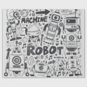 Doodle-Roboter-Element, Illustrator-Linie Werkzeug Geschenkpapier (Flach)