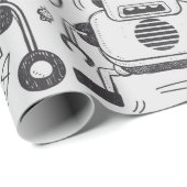 Doodle-Roboter-Element, Illustrator-Linie Werkzeug Geschenkpapier (Rolleneckpunkt)