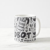 Doodle-Roboter-Element, Illustrator-Linie Werkzeug Kaffeetasse (VorderseiteRechts)