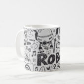Doodle-Roboter-Element, Illustrator-Linie Werkzeug Kaffeetasse (Vorderseite Links)