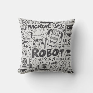 Doodle-Roboter-Element, Illustrator-Linie Werkzeug Kissen
