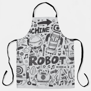 Doodle-Roboter-Element, Illustrator-Linie Werkzeug Schürze