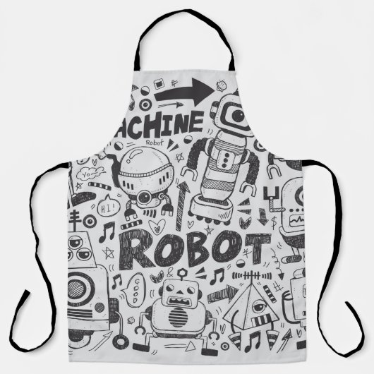 Doodle-Roboter-Element, Illustrator-Linie Werkzeug Schürze (Vorderseite)