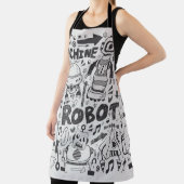 Doodle-Roboter-Element, Illustrator-Linie Werkzeug Schürze (InSitu)