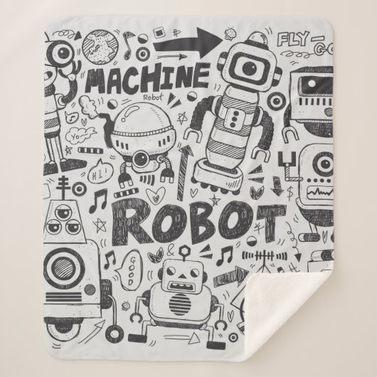 Doodle-Roboter-Element, Illustrator-Linie Werkzeug Sherpadecke (Vorderseite)