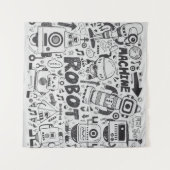 Doodle-Roboter-Element, Illustrator-Linie Werkzeug Wandteppich (Vorderseite (Horizontal))