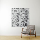 Doodle-Roboter-Element, Illustrator-Linie Werkzeug Wandteppich (Beispiel (Horizontal))