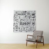 Doodle-Roboter-Element, Illustrator-Linie Werkzeug Wandteppich (Beispiel)
