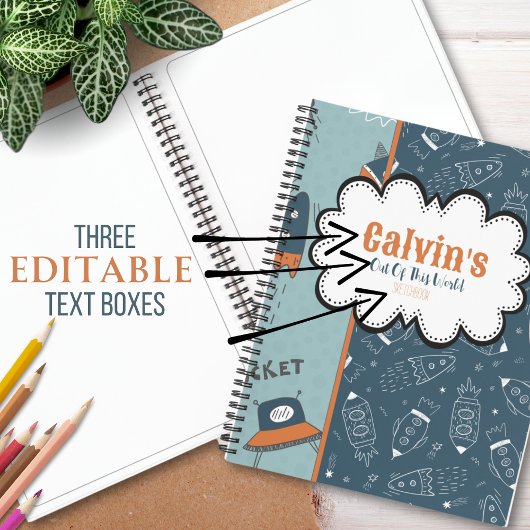 Doodle Rockets im Leerzeichen Blaue Musterbezeichn Notizblock