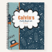 Doodle Rockets im Leerzeichen Blaue Musterbezeichn Notizblock (Vorderseite)