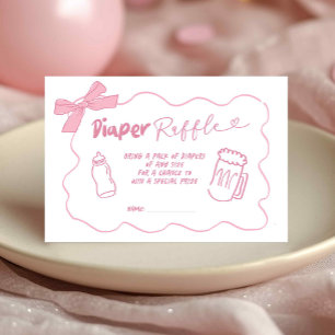 Doodle Rosa Mädchen-Baby-Brau-Diaper-Raffle-Karte Begleitkarte