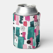 Doodle rosa und grüne Aquarelllinien. Dosenkühler (Kanne Vorderseite)