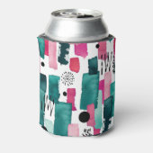 Doodle rosa und grüne Aquarelllinien. Dosenkühler (Kanne Rückseite)