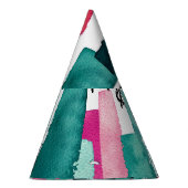 Doodle rosa und grüne Aquarelllinien. Partyhütchen (Rechts)