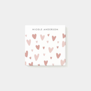 Doodle Rosa und Rotes Herz Post-it Klebezettel