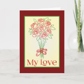 Doodle Rose Bouquet Karte (Vorderseite)