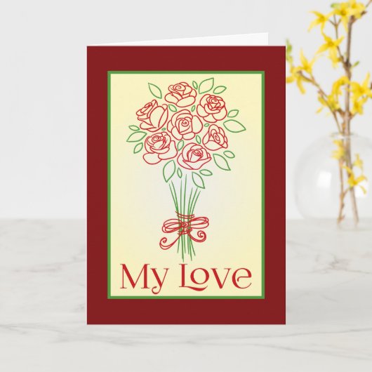 Doodle Rose Bouquet Karte (Gelbe Blume)