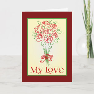 Doodle Rose Bouquet Karte