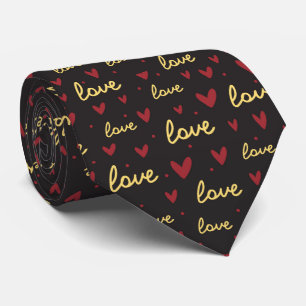 Doodle rot gold Herz Liebe Muster Krawatte