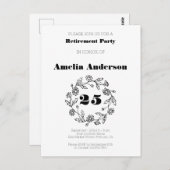 Doodle Ruhestand moderne Blume schwarz Postkarte (Vorne/Hinten)