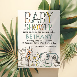 Doodle Safari Baby Shower Einladung