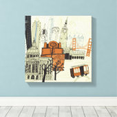Doodle San Francisco Scene Leinwanddruck (Insitu (Holzboden))