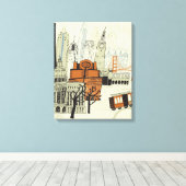 Doodle San Francisco Scene Leinwanddruck (Insitu (Holzboden))