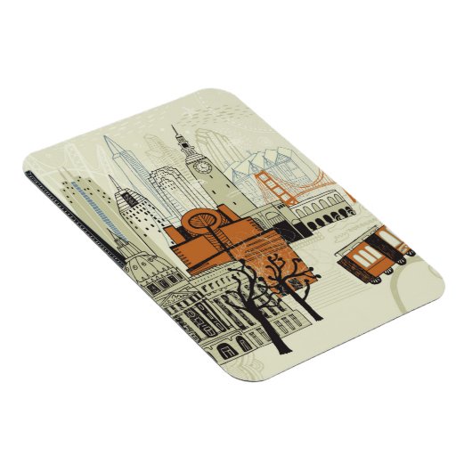 Doodle San Francisco Scene Magnet (Rechte Seite)
