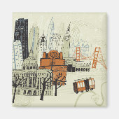 Doodle San Francisco Scene Magnet (Vorne)