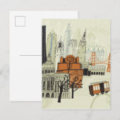 Doodle San Francisco Scene Postkarte (Vorne/Hinten)