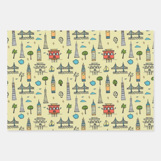 Doodle San Francisco Wrapping Paper Set 3 Geschenkpapier Set (Vorderseite 2)