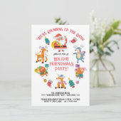 Doodle Santa hat die Gang Friendsmas aufgerundet Einladung (Stehend Vorderseite)