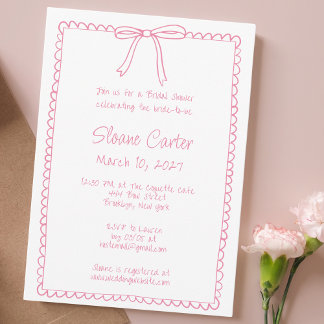 Doodle Scallope Border Coquette Bow Brautparty Einladung