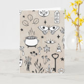 Doodle Schmetterling Katzenflasche Blätter Kauldro Karte (Gelbe Blume)