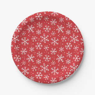 Doodle-Schneemuster – Winter Weihnachten Pappteller
