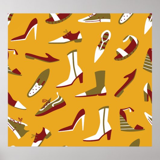 Doodle Schuhe: Hand gezogen Nahtlos. Poster (Vorne)